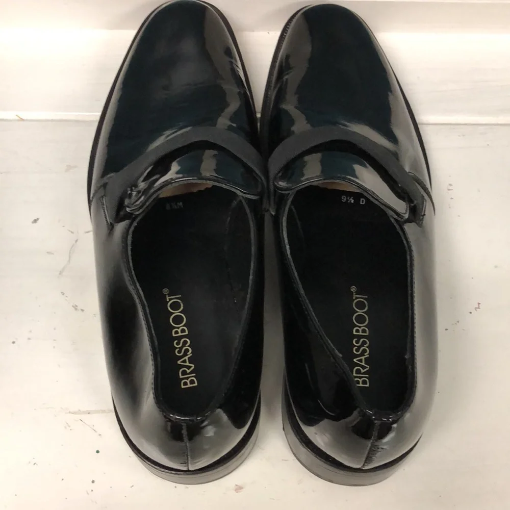 Vtg Nordstrom BrassBoot patent black leather men’s shoes size 9.5 formal wedding